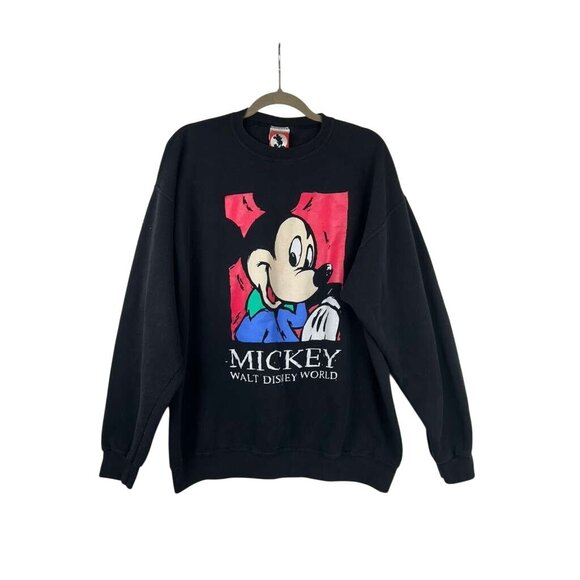Vintage The Walt Disney Company Men's XXL Mickey Mouse Sweatshirt Black Unisex - Picture 1 of 11